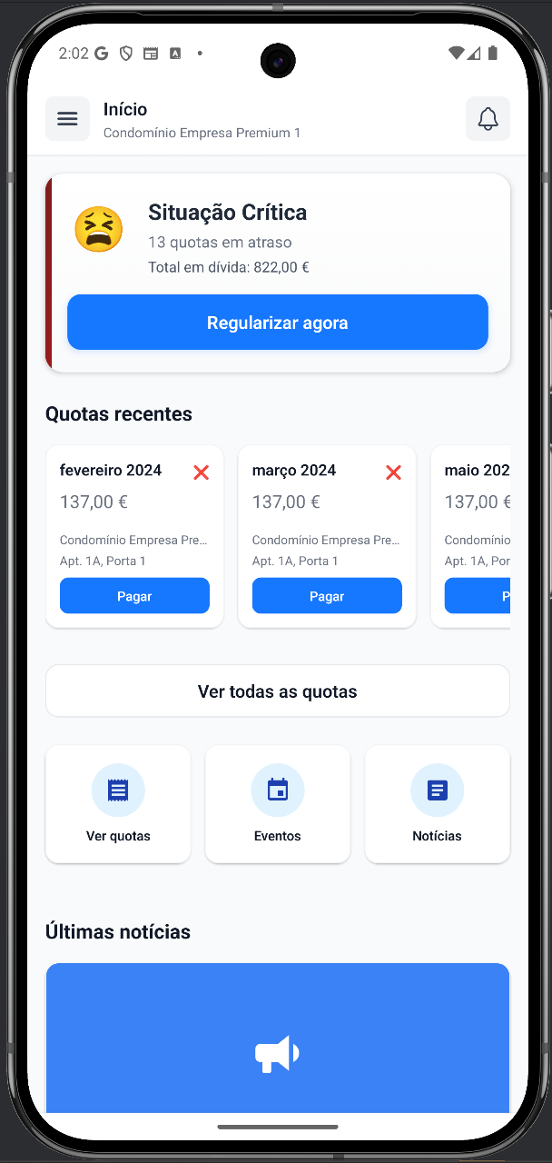Dashboard Morador Mobile
