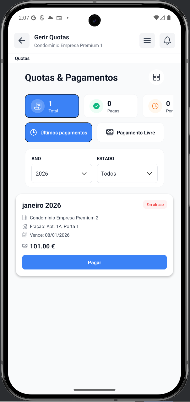 Quotas Morador Mobile