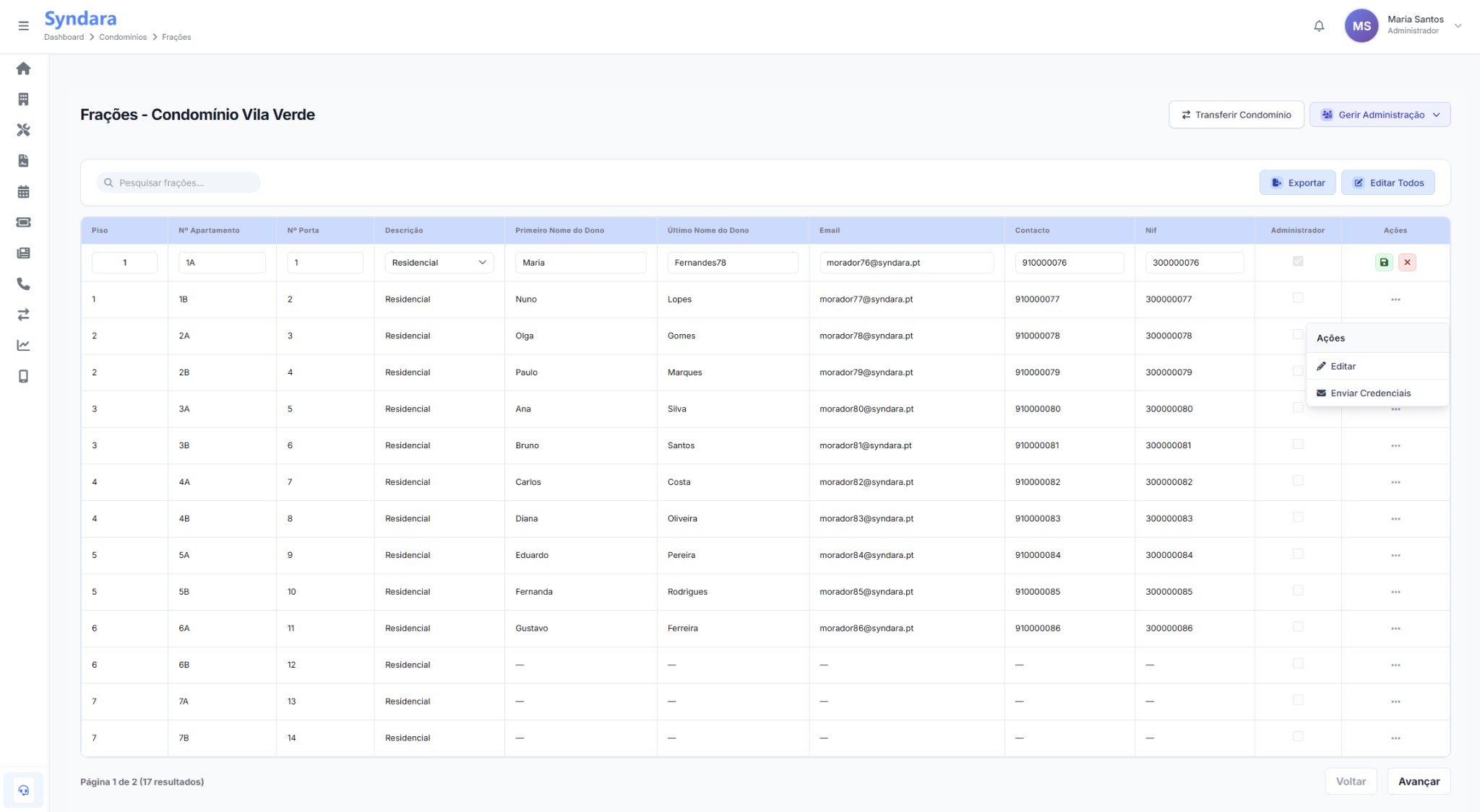 Moradores Web - Lista